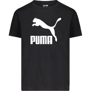 Puma Girls Core Logo Short Sleeve T-Shirt, Crewneck, Soft and Lightweight(Black/White)
