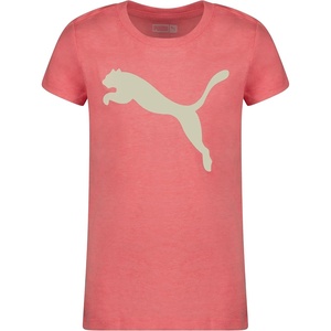 Puma Girls Core Logo Short Sleeve T-Shirt, Crewneck, Soft and Lightweight(Ignite Pink)