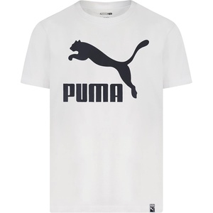 Puma Girls Core Logo Short Sleeve T-Shirt, Crewneck, Soft and Lightweight(White Traditional)
