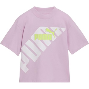 Puma Girls’ Short Sleeve T-Shirt, Fashion Prints & Colors, Soft and Comfortable(Purple/White)