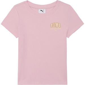 Puma Girls’ Short Sleeve T-Shirt, Fashion Prints & Colors, Soft and Comfortable(Rose)