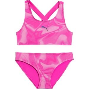 Puma Girls’ Two Piece Bathing Suit, Bikini Swimsuit, Quick Dry(Ultra Pink Print)