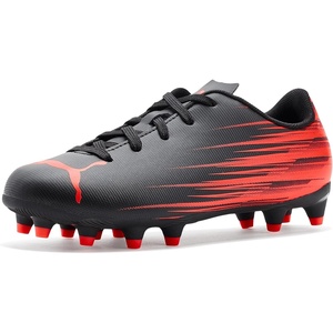 Puma Unisex-Child Attacanto Firm Ground/Artificial Ground (Toddler/Little Kid/Big Kid)(Black/Glowing Red)