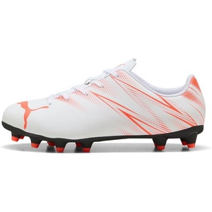 Puma Unisex-Child Attacanto Firm Ground/Artificial Ground (Toddler/Little Kid/Big Kid)(Puma White Bright Red)