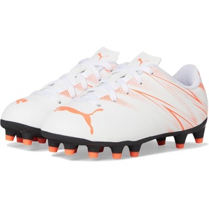 Puma Unisex-Child Attacanto Firm Ground/Artificial Ground (Toddler/Little Kid/Big Kid)(Puma White/Glowing Red)