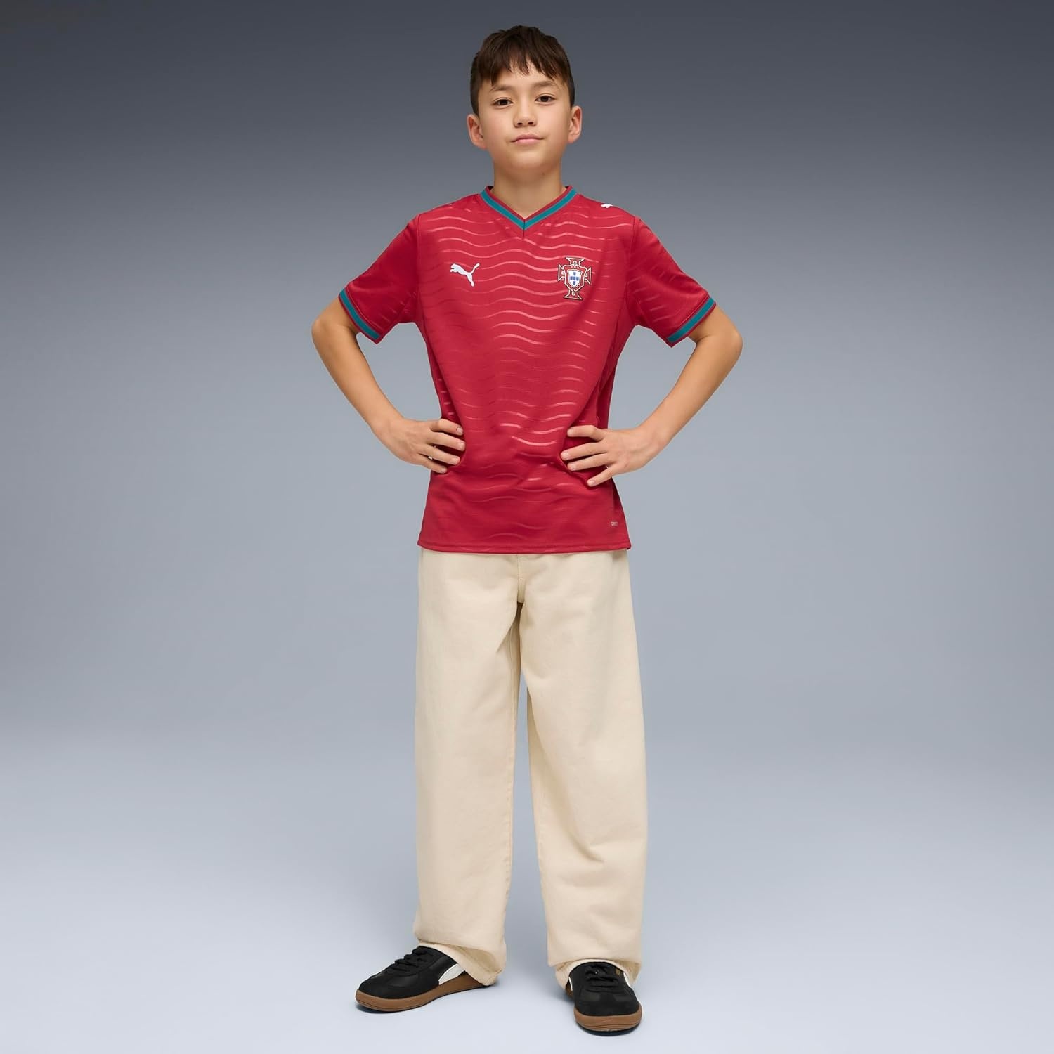 image:imagePUMA Kids Boys Fpf Home Crew Neck Long Sleeve Replica Jersey CasualClub Redgreen Lagoon