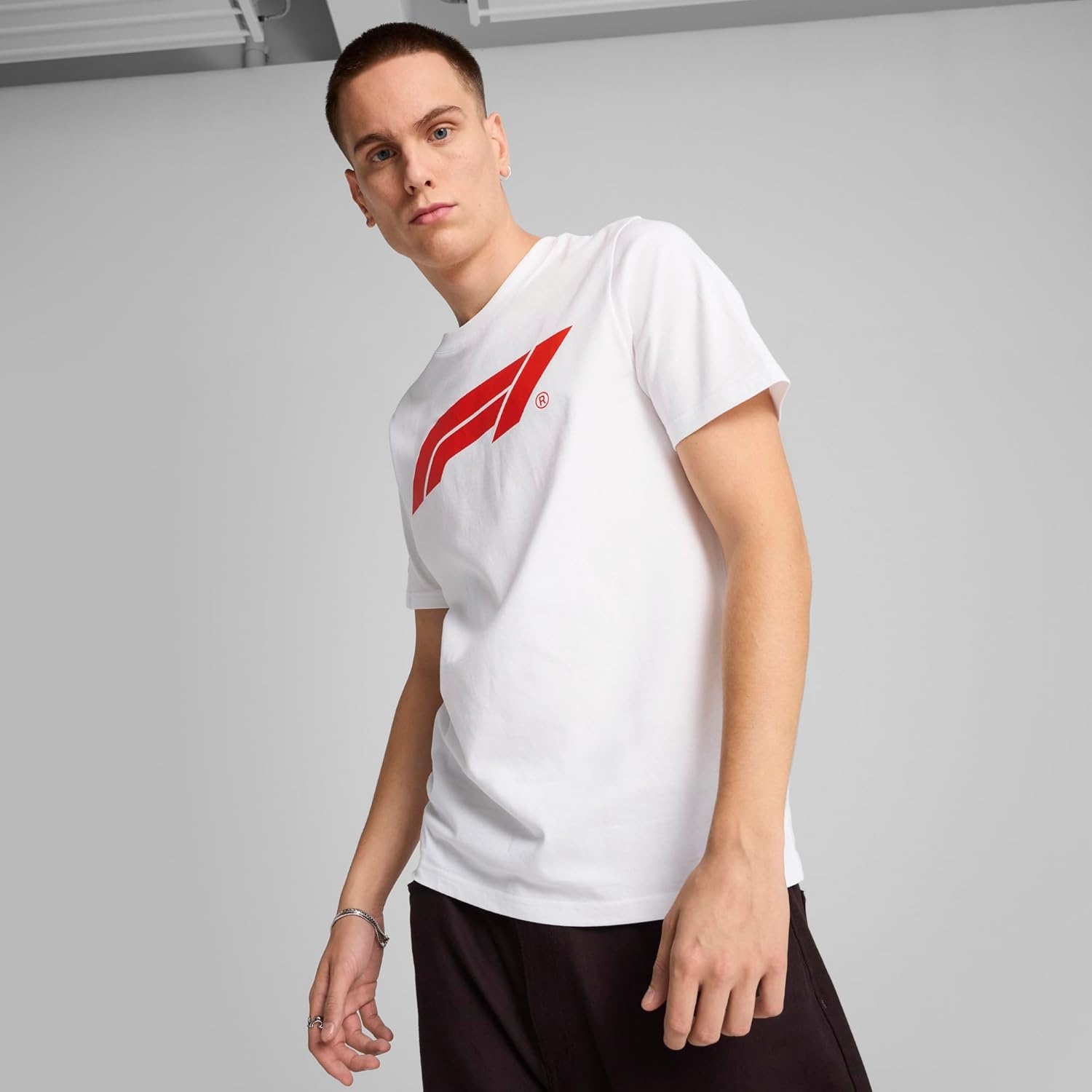 image:imagePUMA Mens F1 Essentials Logo 180G Crew Neck Short Sleeve Casual Tops CasualWhite