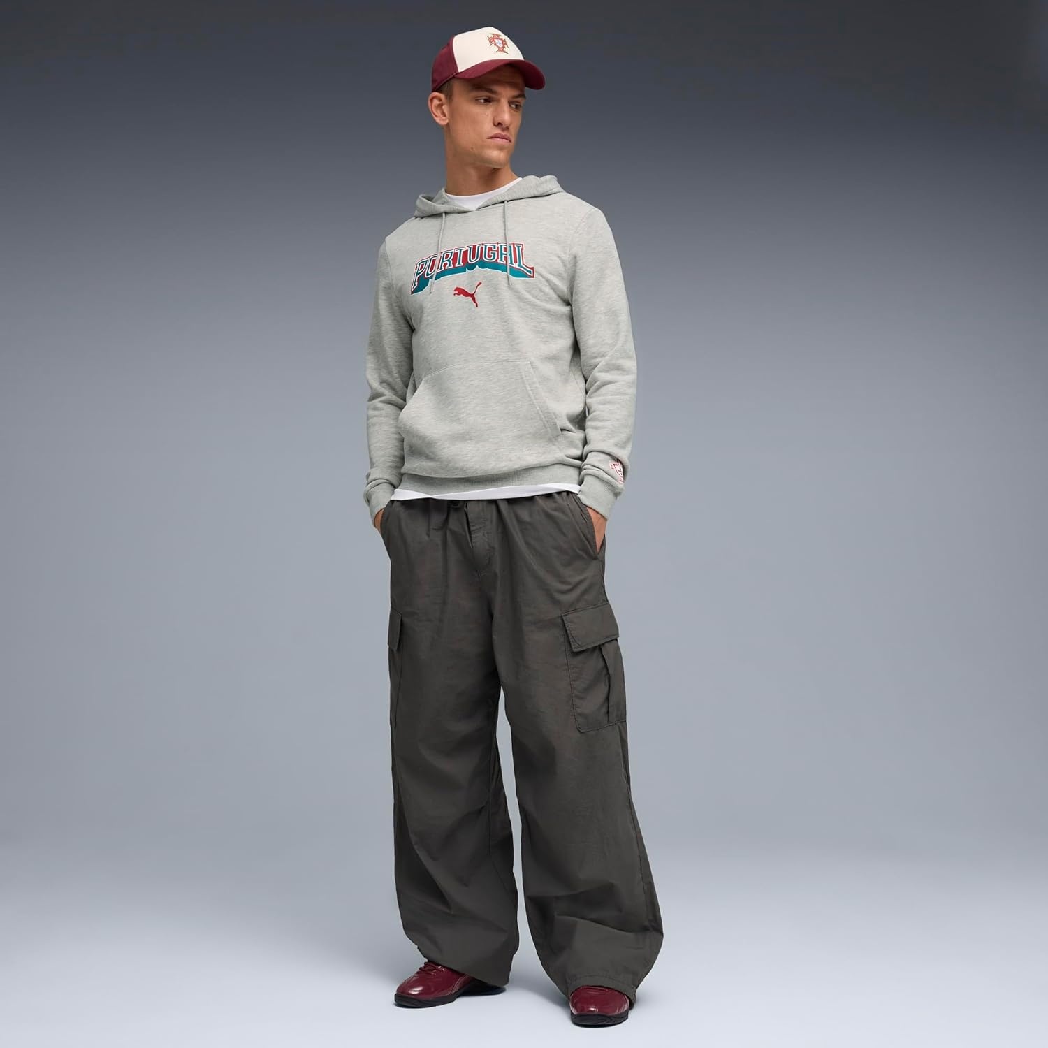 image:imagePUMA Mens Fa Portugal HoodieLight Gray Heatherclub Red