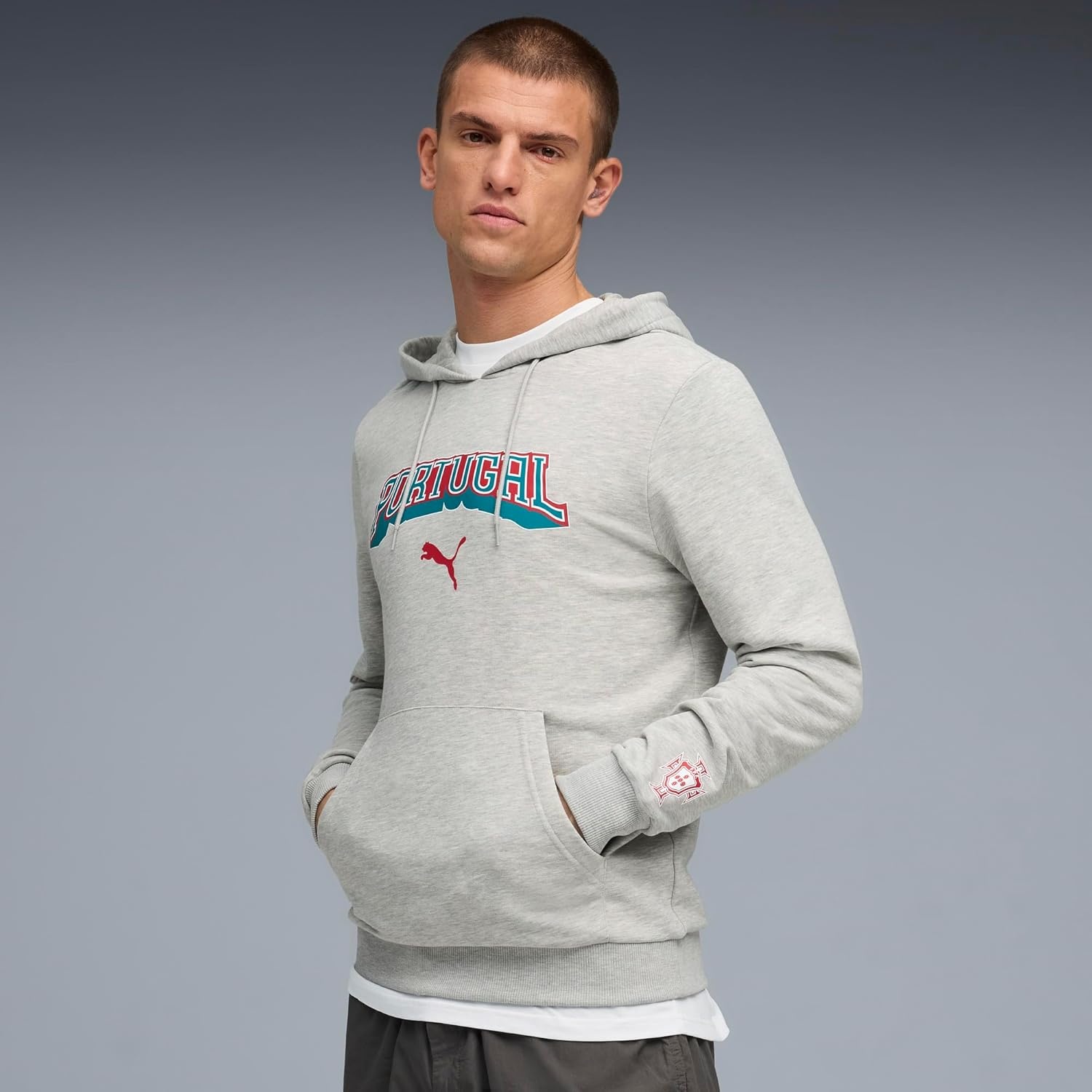 image:imagePUMA Mens Fa Portugal HoodieLight Gray Heatherclub Red