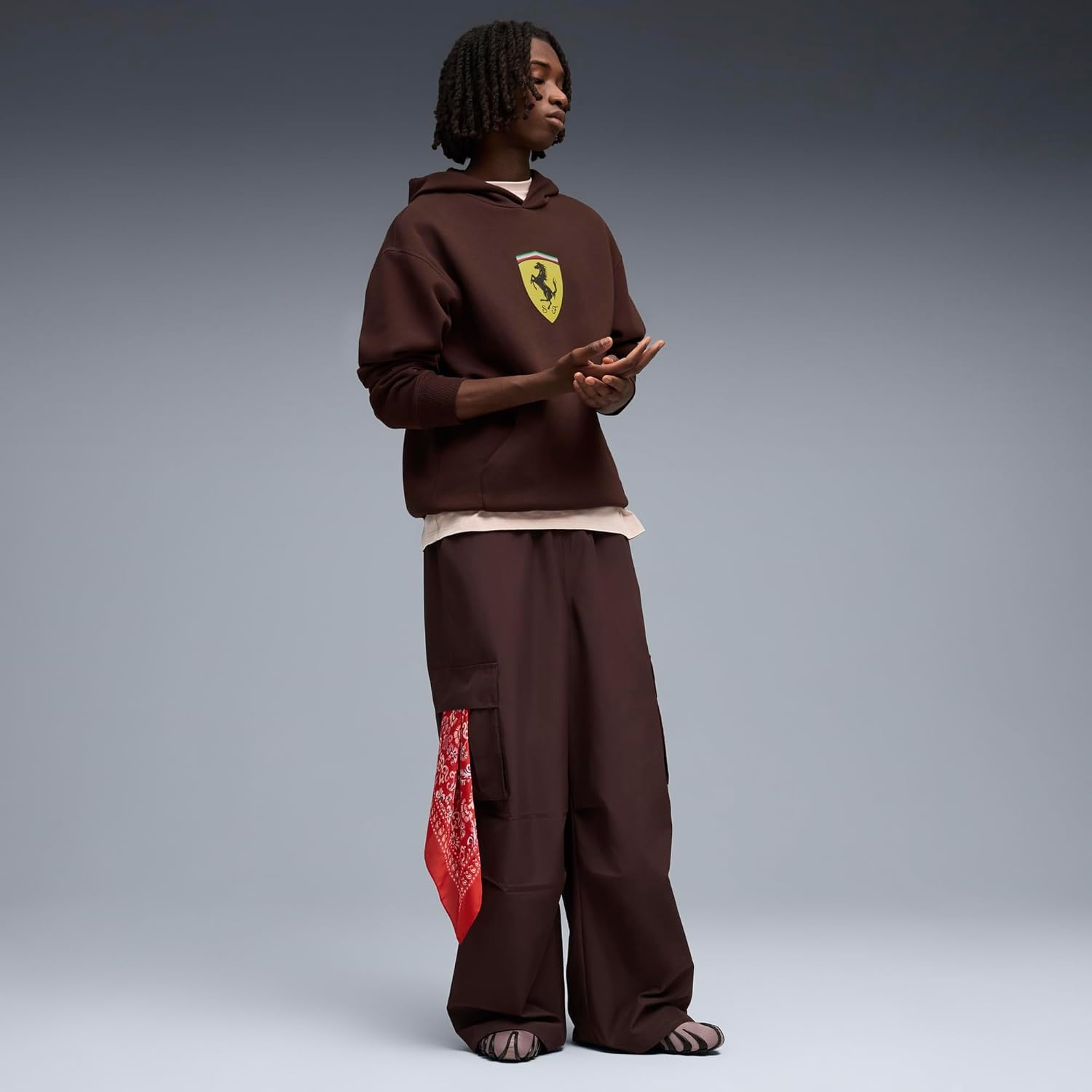 image:imagePUMA Mens Scuderia Ferrari Shield Hoodie Casual Outerwear Casual BlackChocolate Brown