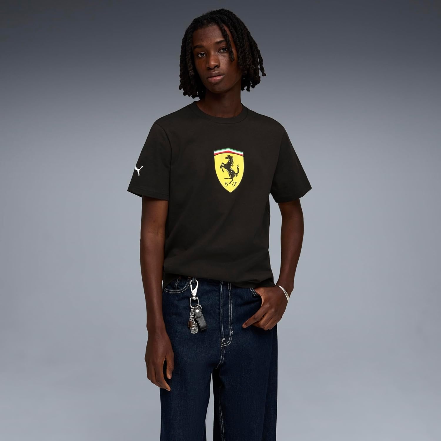 image:imagePUMA Mens Scuderia Ferrari Shield TShirt Black SS26 Medium Ferrari Colored Shield Tee