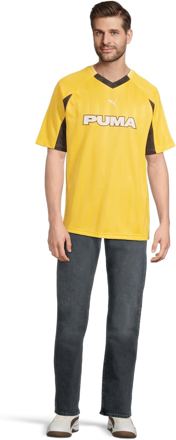 image:imagePUMA Mens Sport VNeck Short Sleeve Jersey Casual Pel Yellow