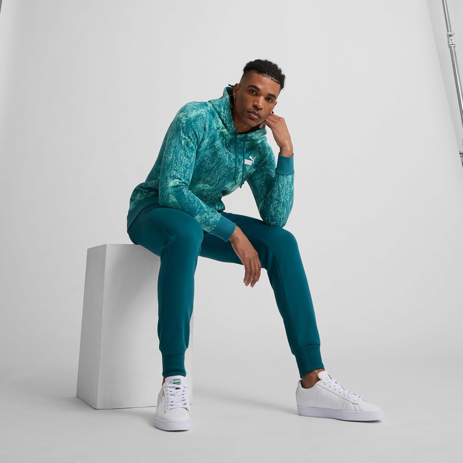 image:imagePUMA Mens Squad Graphic Hoodie Casual Outerwear Casual Pockets GreyCold Green