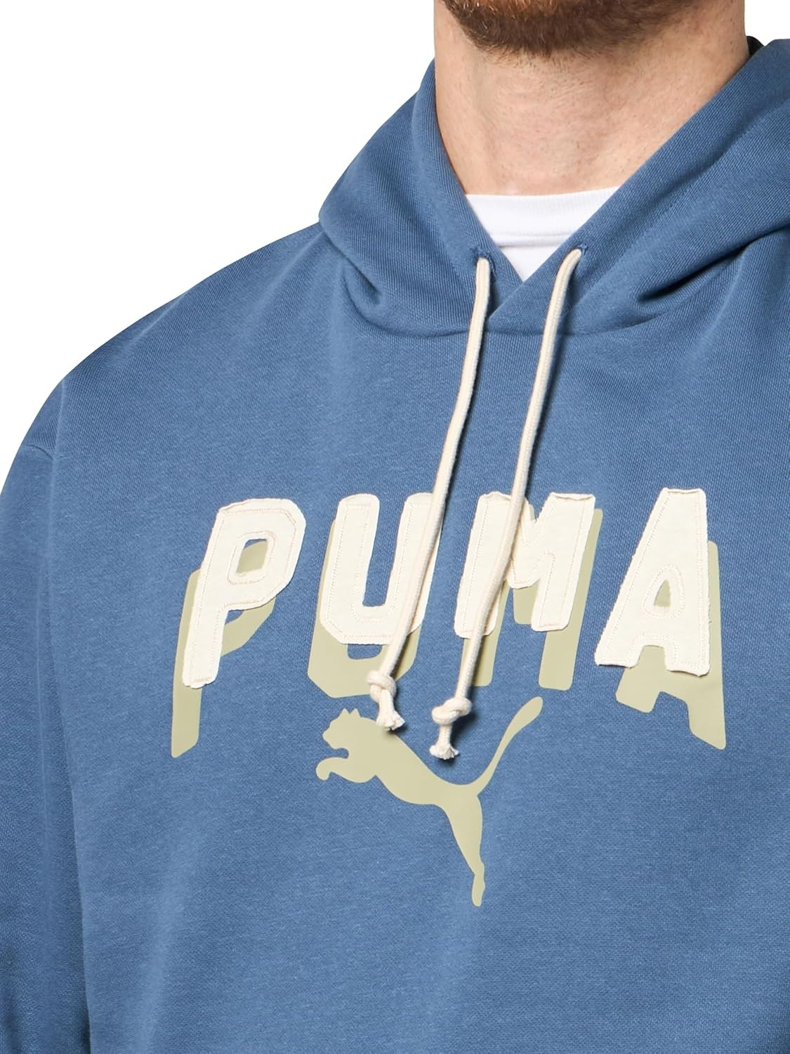 image:imagePUMA Mens Squad Graphic Hoodie Casual Outerwear Casual Pockets GreyDark Indigo Double Up Ah25