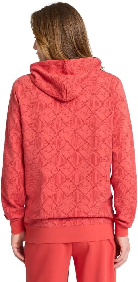 image:imagePUMA Mens Squad Graphic Hoodie Casual Outerwear Casual Pockets GreyLogomania Alloverprint Red Fire Ss25