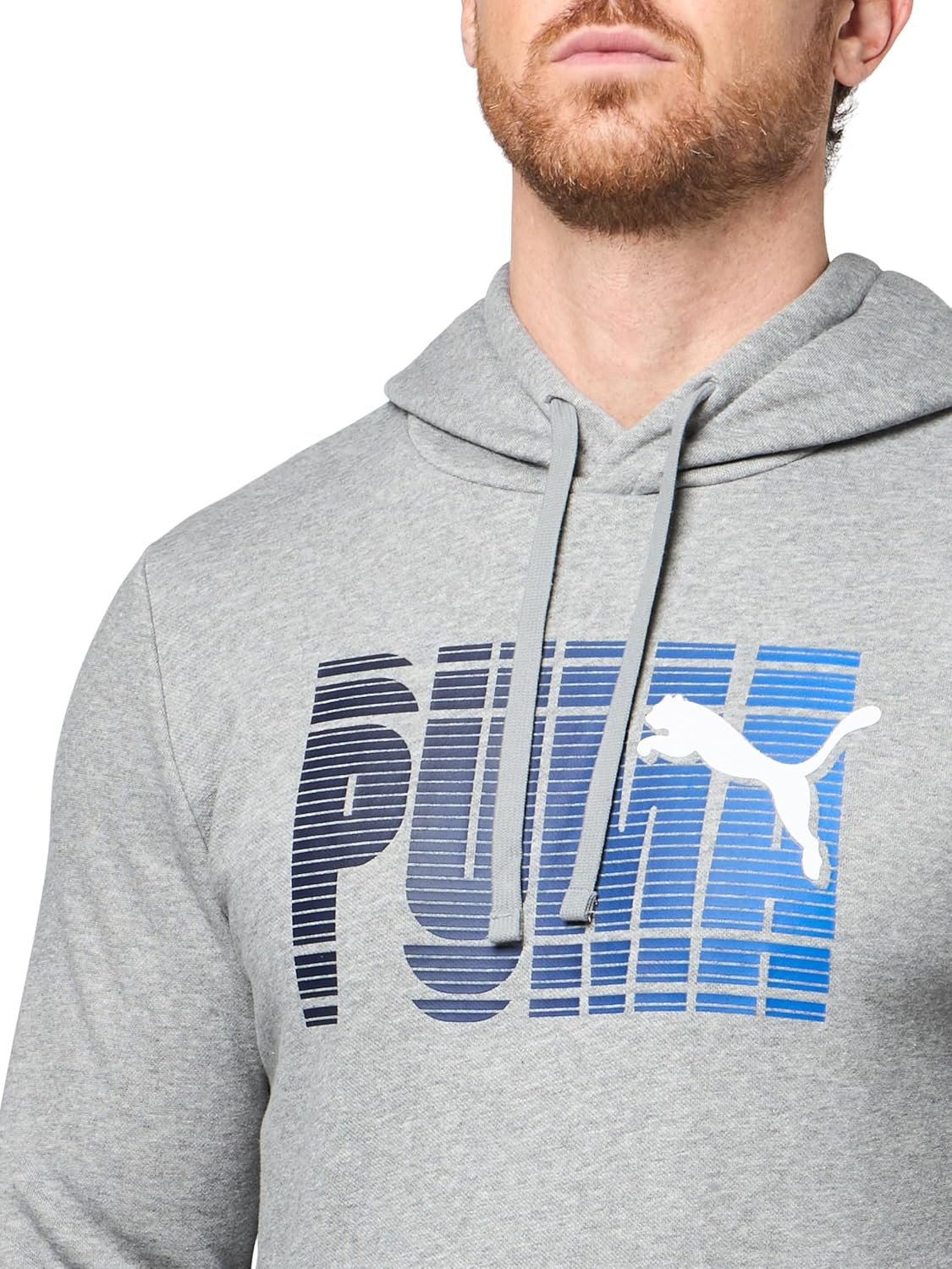 image:imagePUMA Mens Squad Graphic Hoodie Casual Outerwear Casual Pockets GreyMedium Gray Heather Linear Ah25