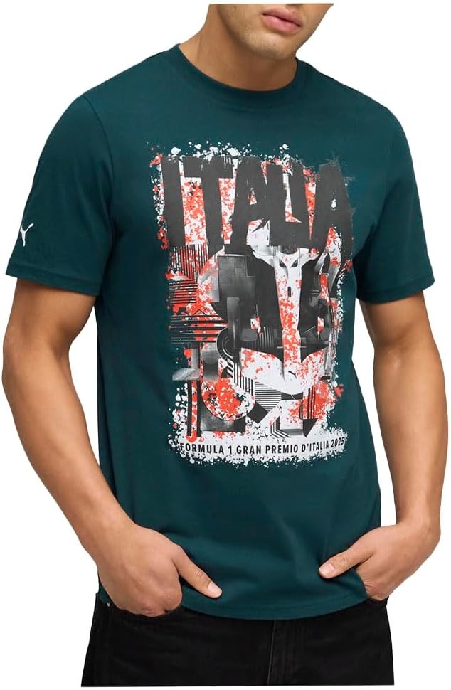 image:imagePUMA Mens Standard Formula 1 Graphic TShirt Green Terrain Italy AH25
