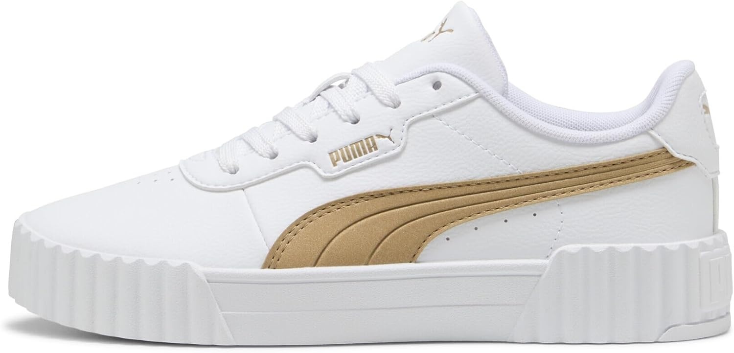image:imagePUMA Womens Carina 30 Casual SneakersPuma White Light Sand Puma Gold