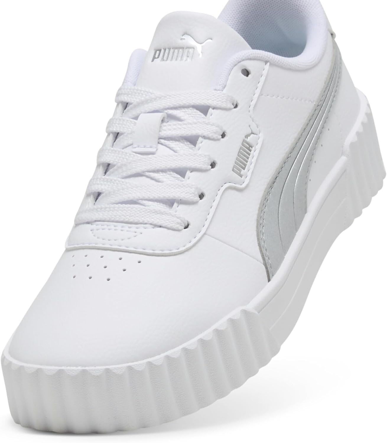image:imagePUMA Womens Carina 30 Casual SneakersPuma White Lilac Frost Puma Gold