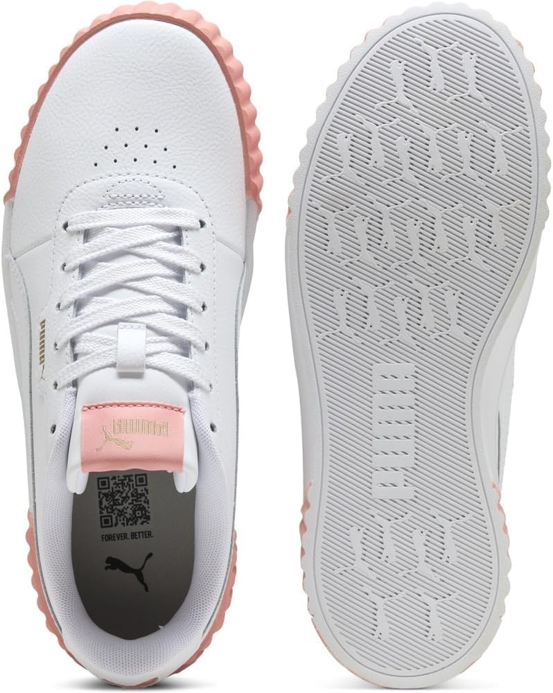 image:imagePUMA Womens Carina 30 Casual SneakersPuma White Pink Fruit Puma Gold