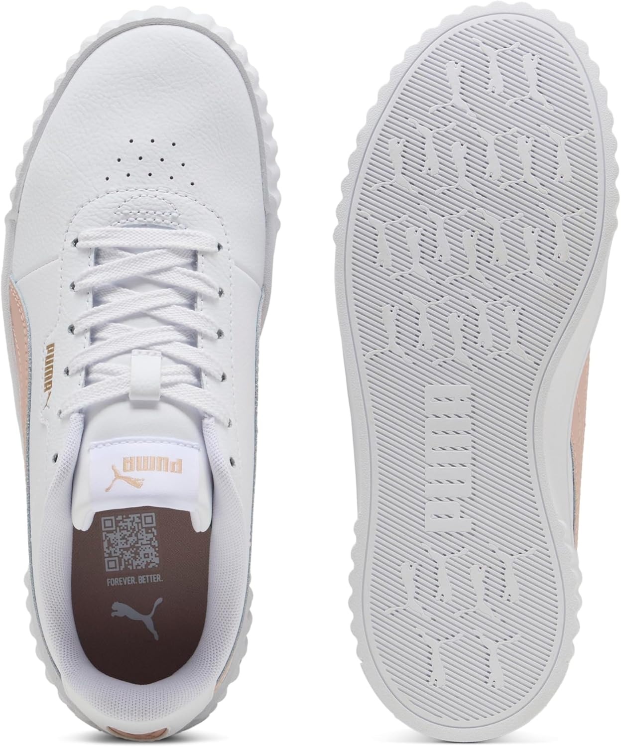 image:imagePUMA Womens Carina 30 Casual SneakersPuma White Rose Quartz Puma Gold