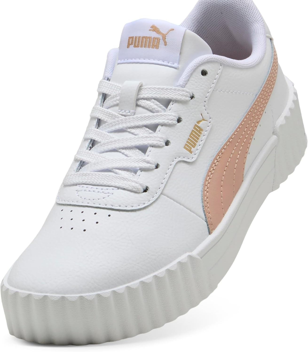 image:imagePUMA Womens Carina 30 Casual SneakersPuma White Rose Quartz Puma Gold