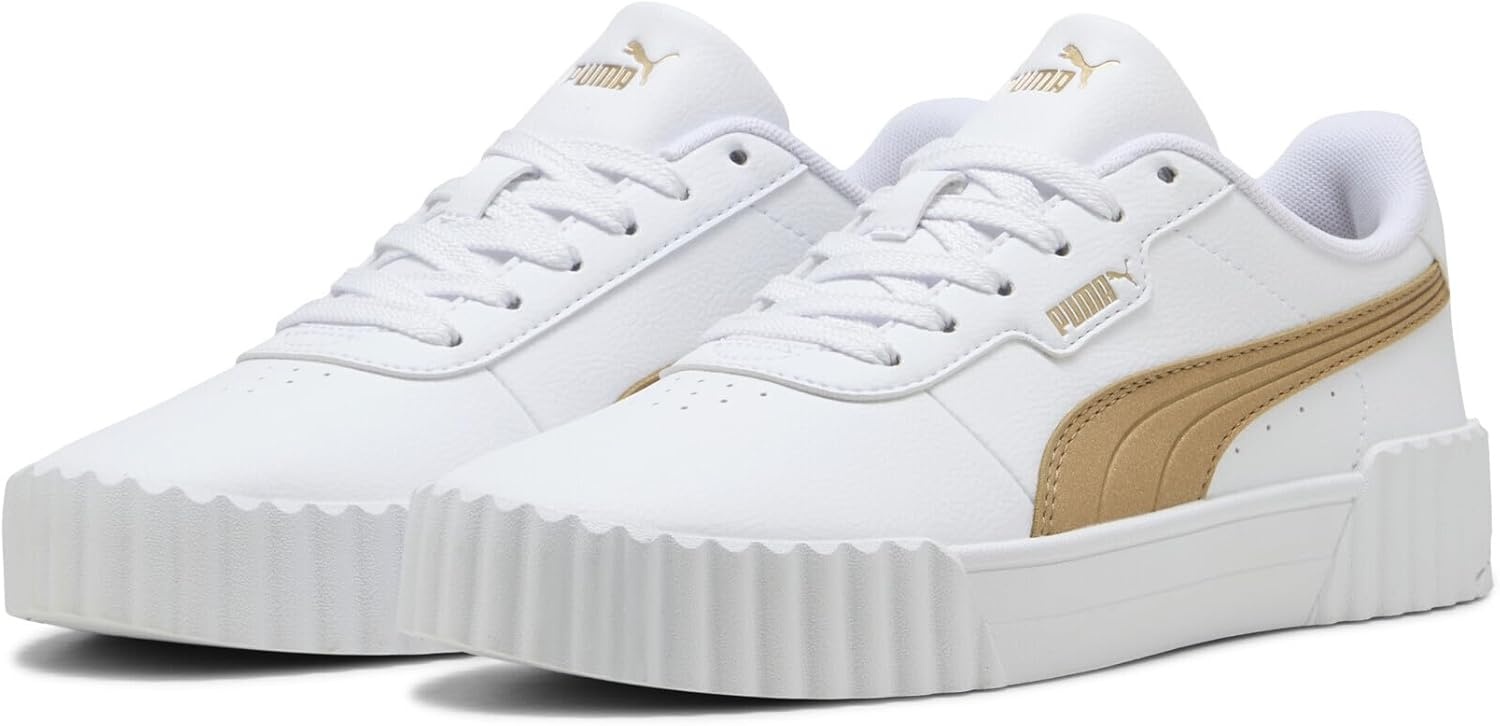 image:imagePUMA Womens Carina 30 Casual SneakersPuma Whitelight Sandpuma Gold