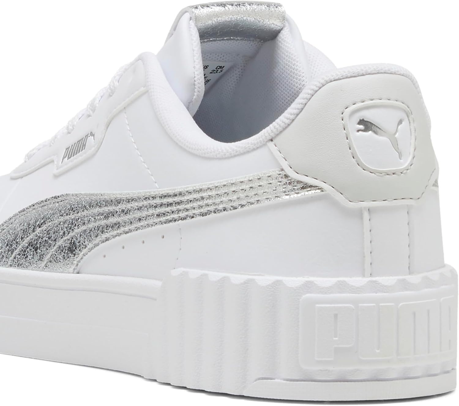 image:imagePUMA Womens Carina 30 Metallic Whisper Lace Up Sneakers Shoes CasualPuma Whitepuma Silver