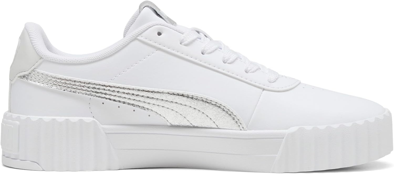image:imagePUMA Womens Carina 30 Metallic Whisper Lace Up Sneakers Shoes CasualPuma Whitepuma Silver