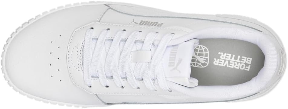 image:imagePUMA Womens Carina Leather Sneaker20 Wide Whitewhitesilver