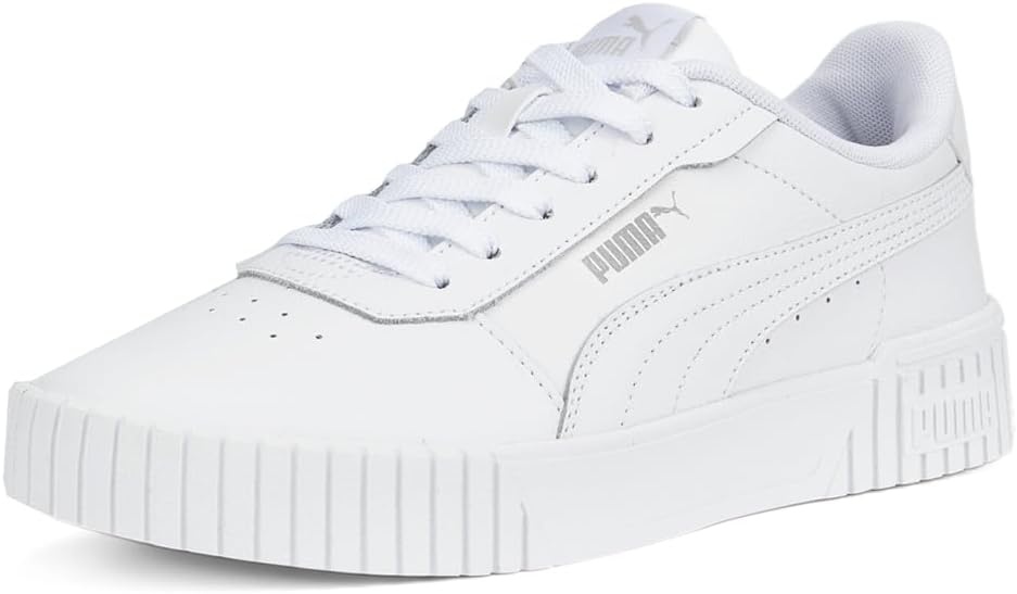 image:imagePUMA Womens Carina Leather Sneaker20 Wide Whitewhitesilver