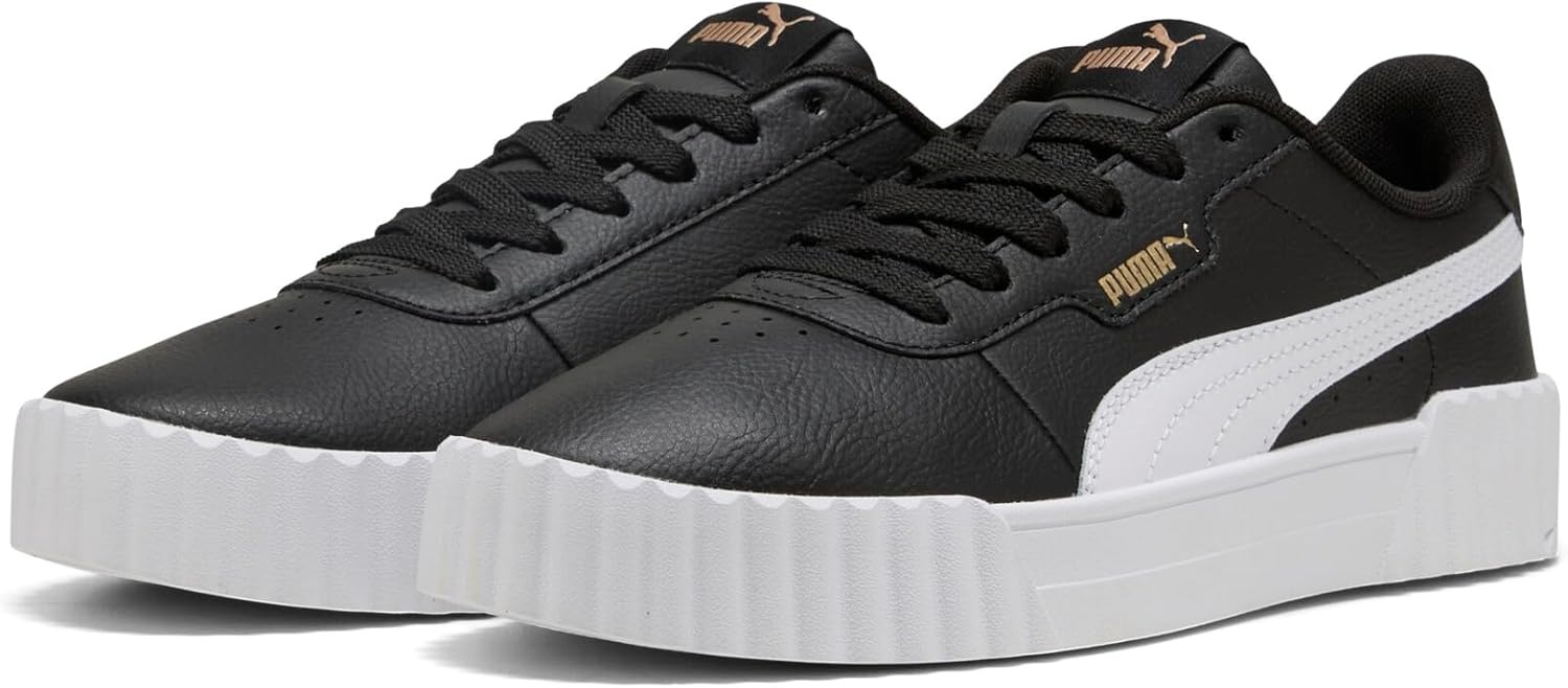 image:imagePUMA Womens Carina Leather Sneaker30 Blackwhitegold
