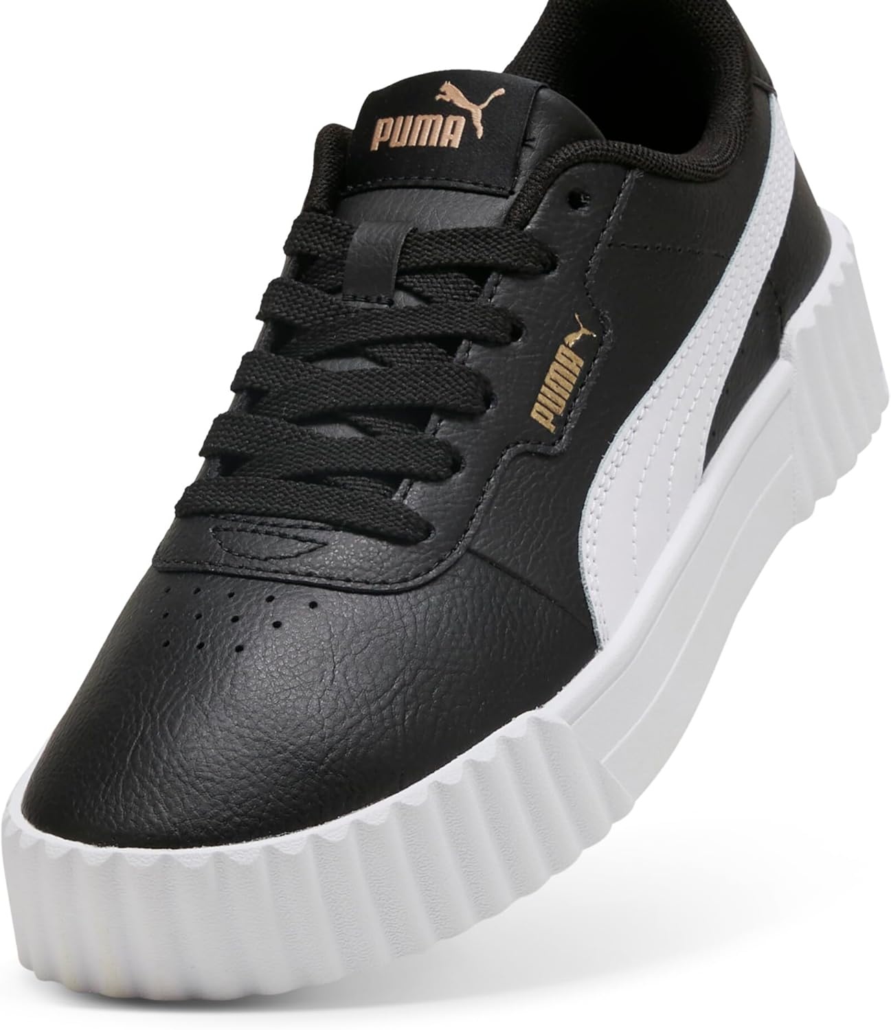 image:imagePUMA Womens Carina Leather Sneaker30 Blackwhitegold