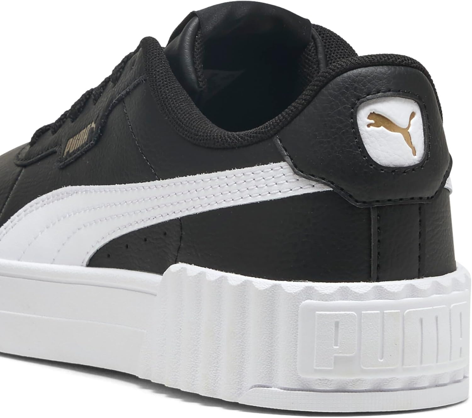 image:imagePUMA Womens Carina Leather Sneaker30 Blackwhitegold