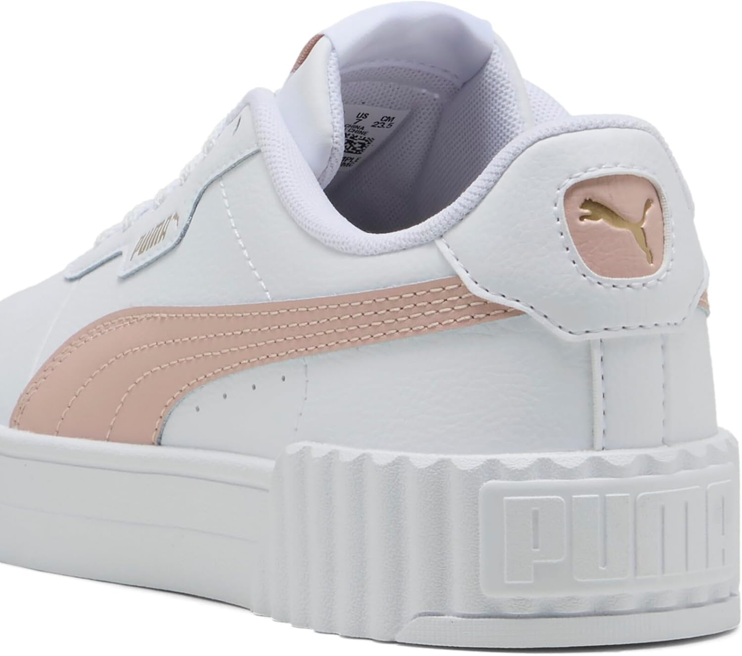 image:imagePUMA Womens Carina Leather Sneaker30 Whiterose Quartzgold
