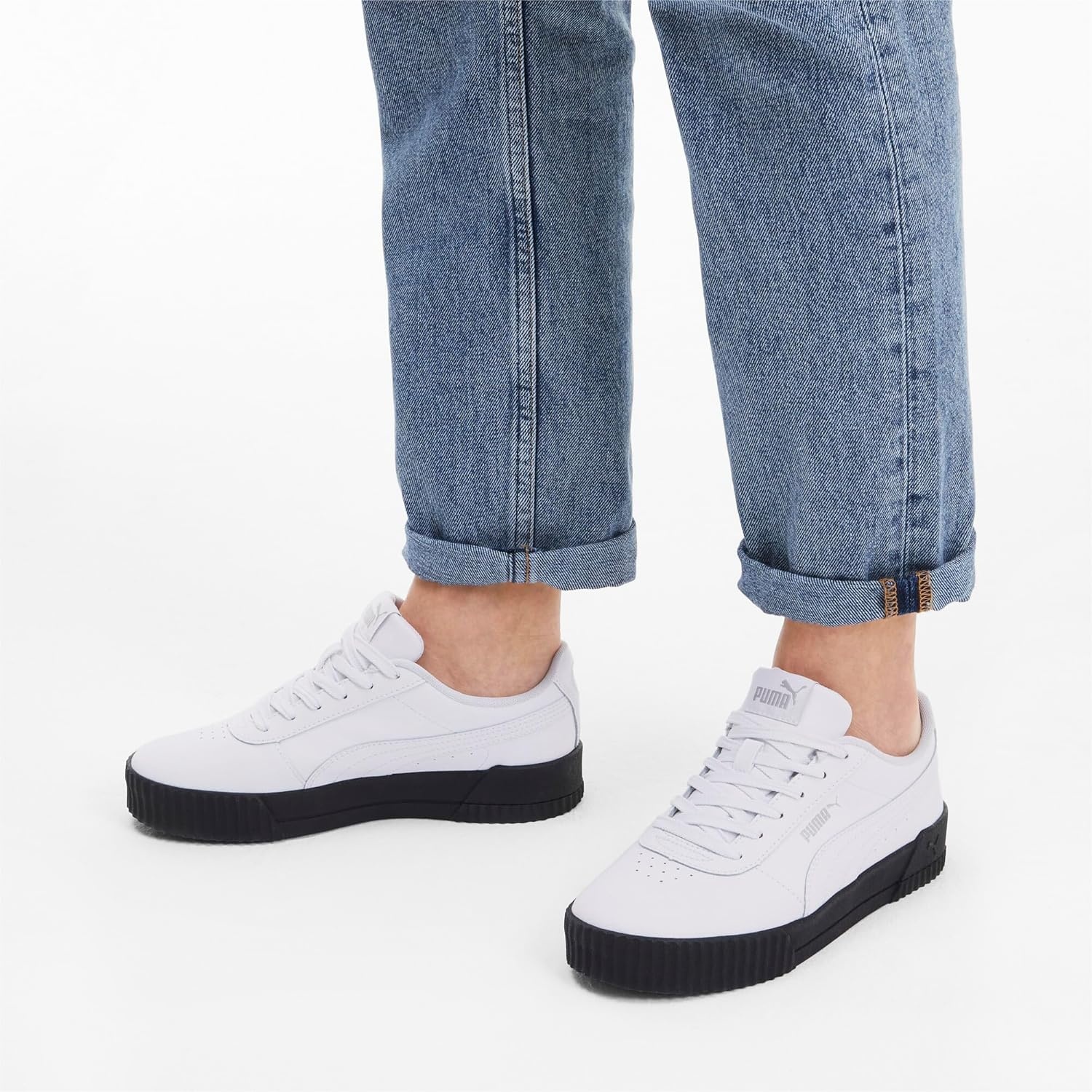 image:imagePUMA Womens Carina Leather SneakerBlack White Black Silver