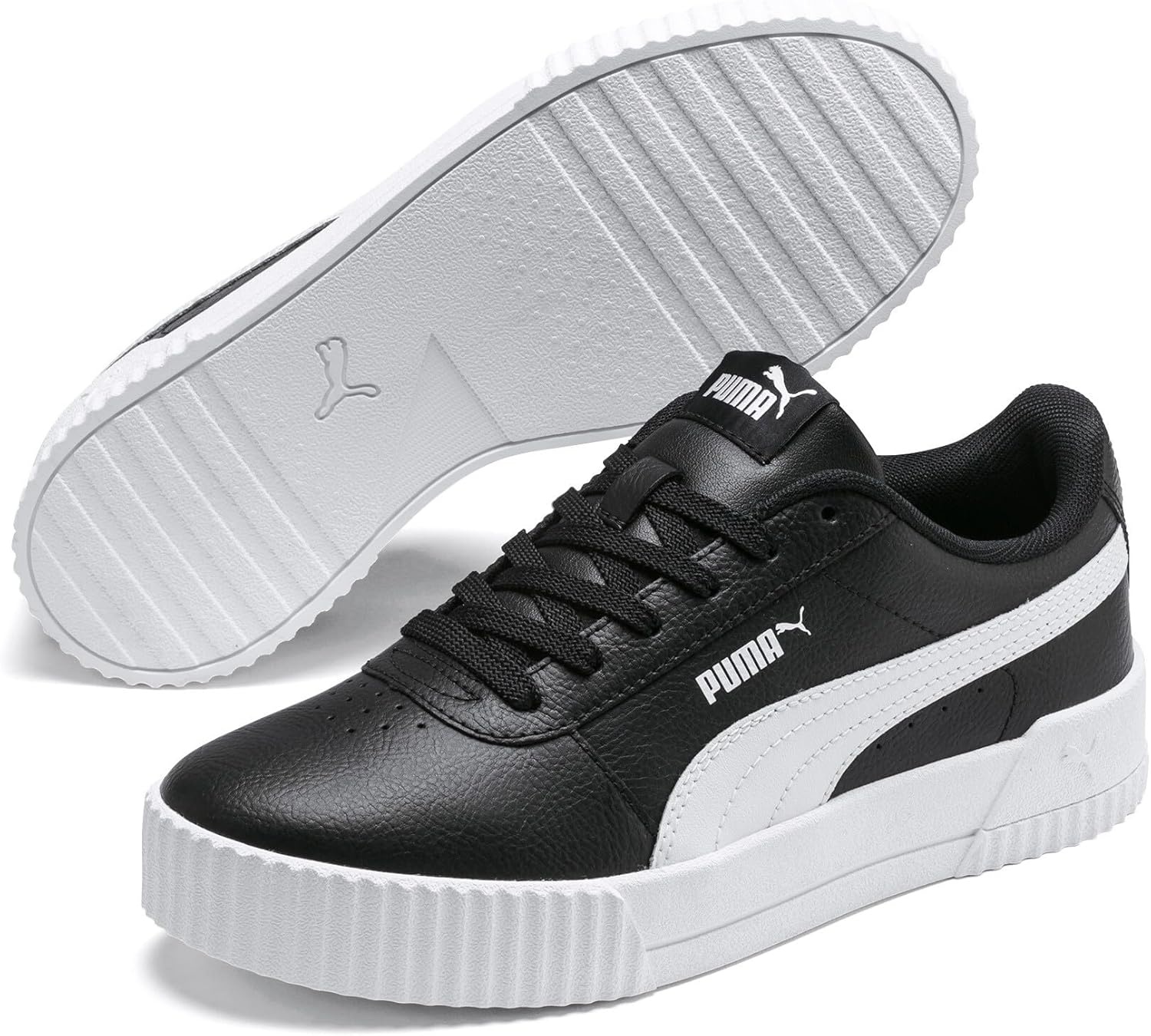 image:imagePUMA Womens Carina Leather SneakerPuma Black Puma White Puma White