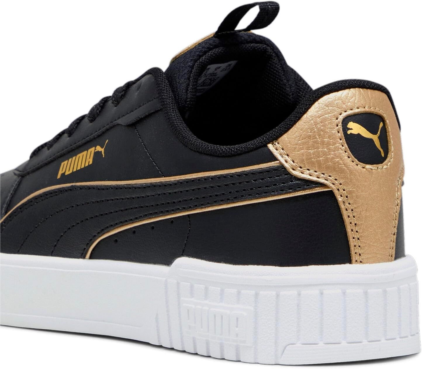 image:imagePUMA Womens Carina Leather SneakerPuma Blackpuma Goldwhite