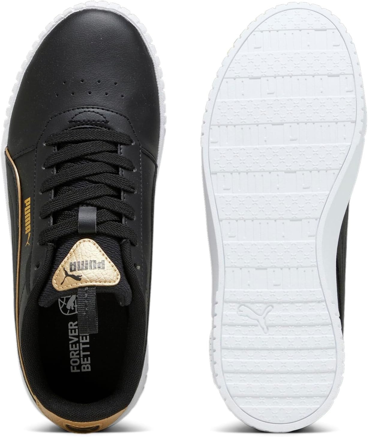 image:imagePUMA Womens Carina Leather SneakerPuma Blackpuma Goldwhite