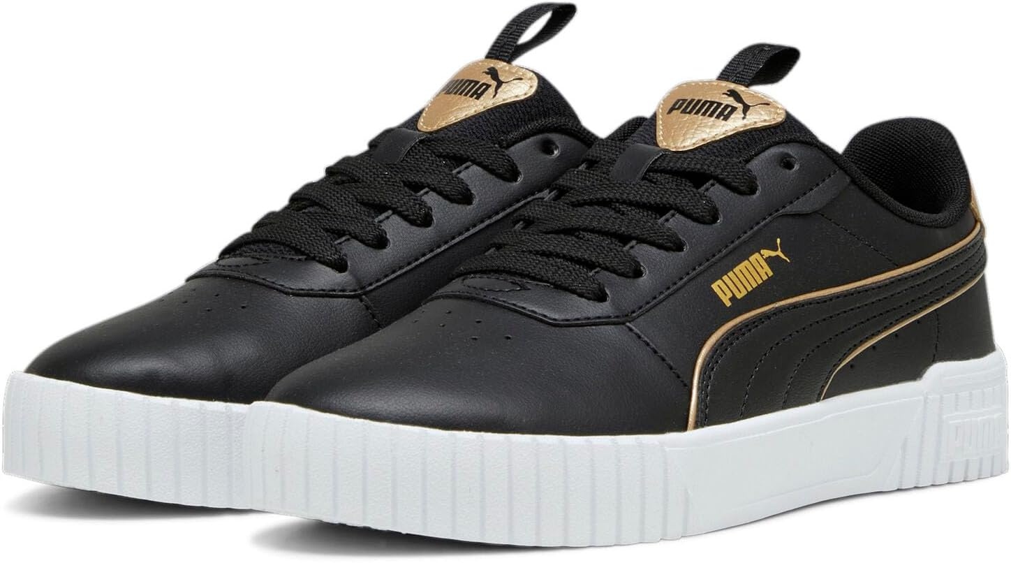image:imagePUMA Womens Carina Leather SneakerPuma Blackpuma Goldwhite