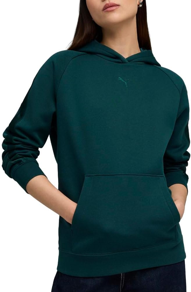 image:imagePUMA Womens Essentials Elevated Satin Hoodie Casual Outerwear Casual GreenGreen