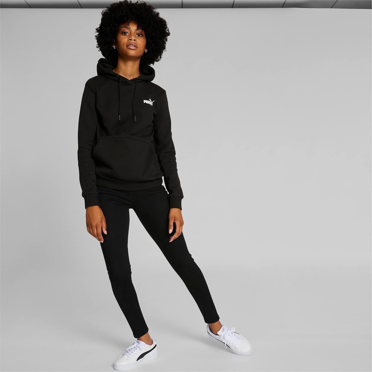 image:imagePUMA Womens Essentials Logo Hoodie Casual Outerwear Casual Hoodie GreyBlack