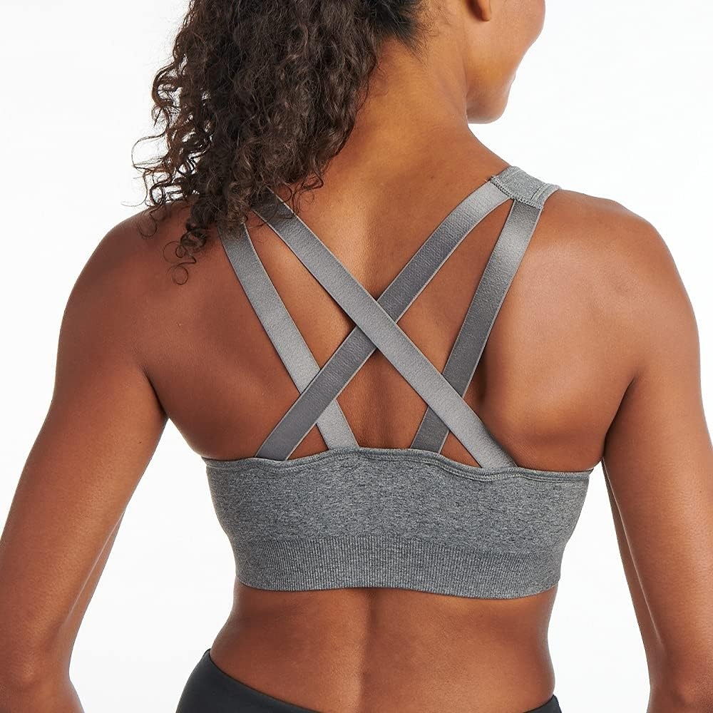 image:imagePUMA Womens Seamless Padded Sports BraBig Cat Medium Heather Grey
