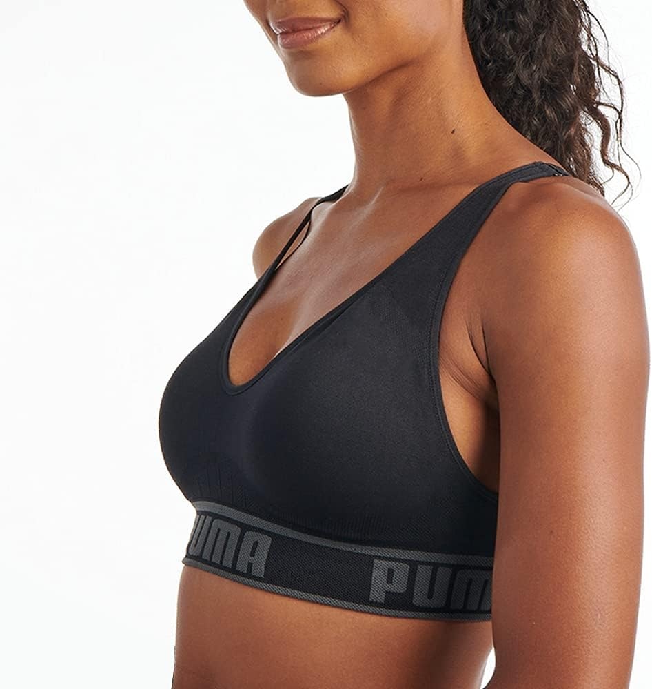 image:imagePUMA Womens Seamless Padded Sports BraBlackGrey