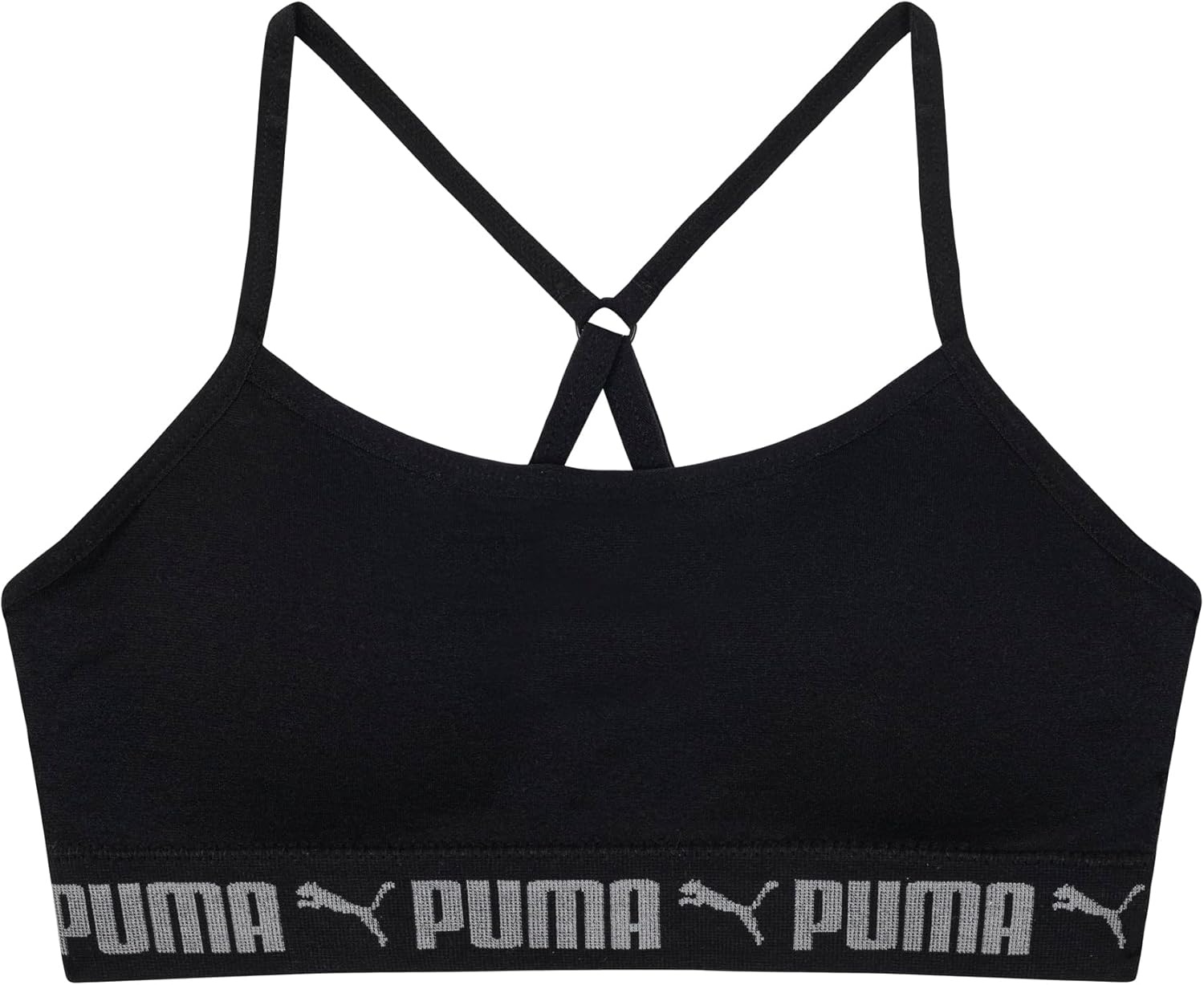 image:imagePuma Girls 2 Pack Super Soft Seamless BraletteLight Grey Heather Space DyeBlack