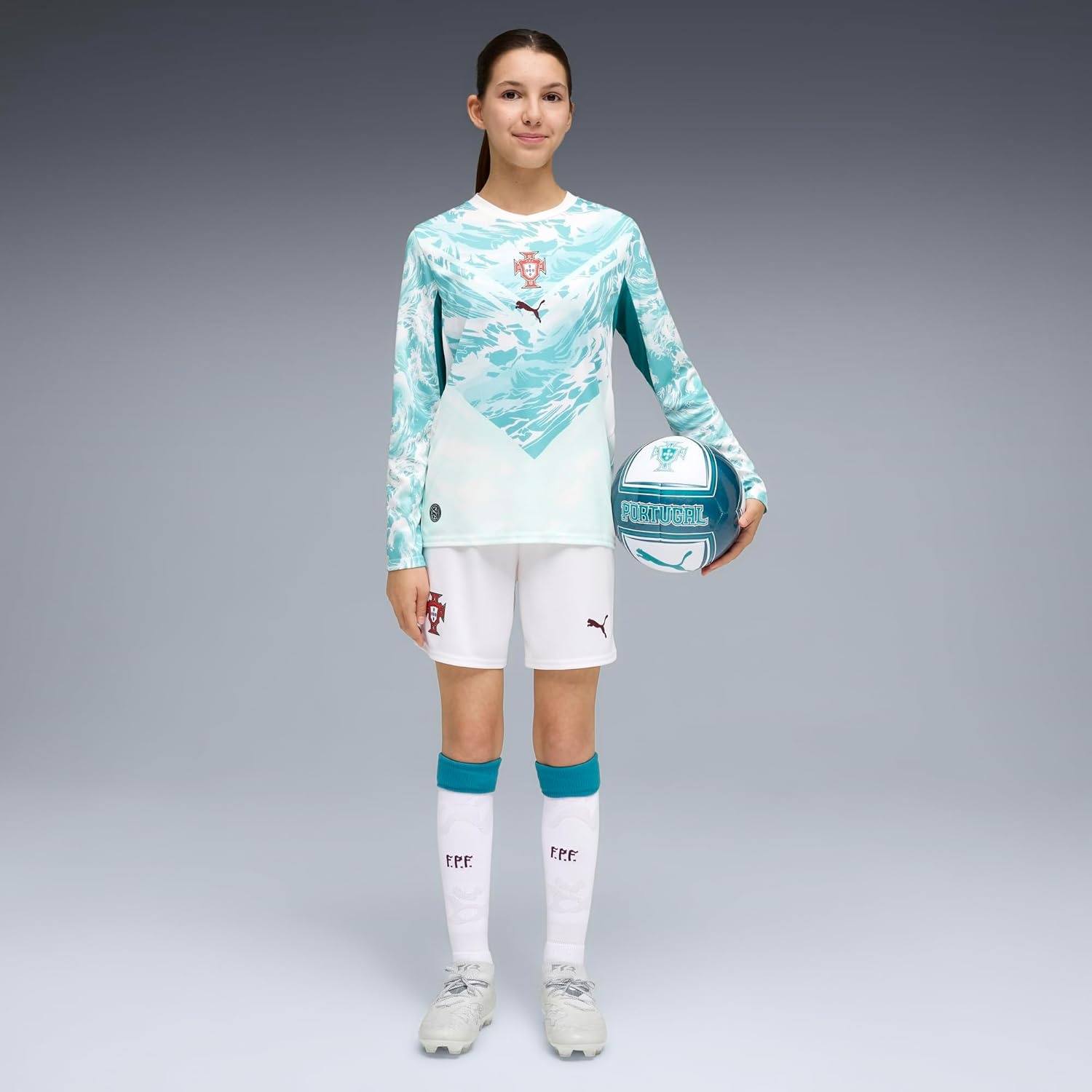 image:imagePuma Junior FA Portugal Shorts ReplicaPuma Whitegreen Lagoon