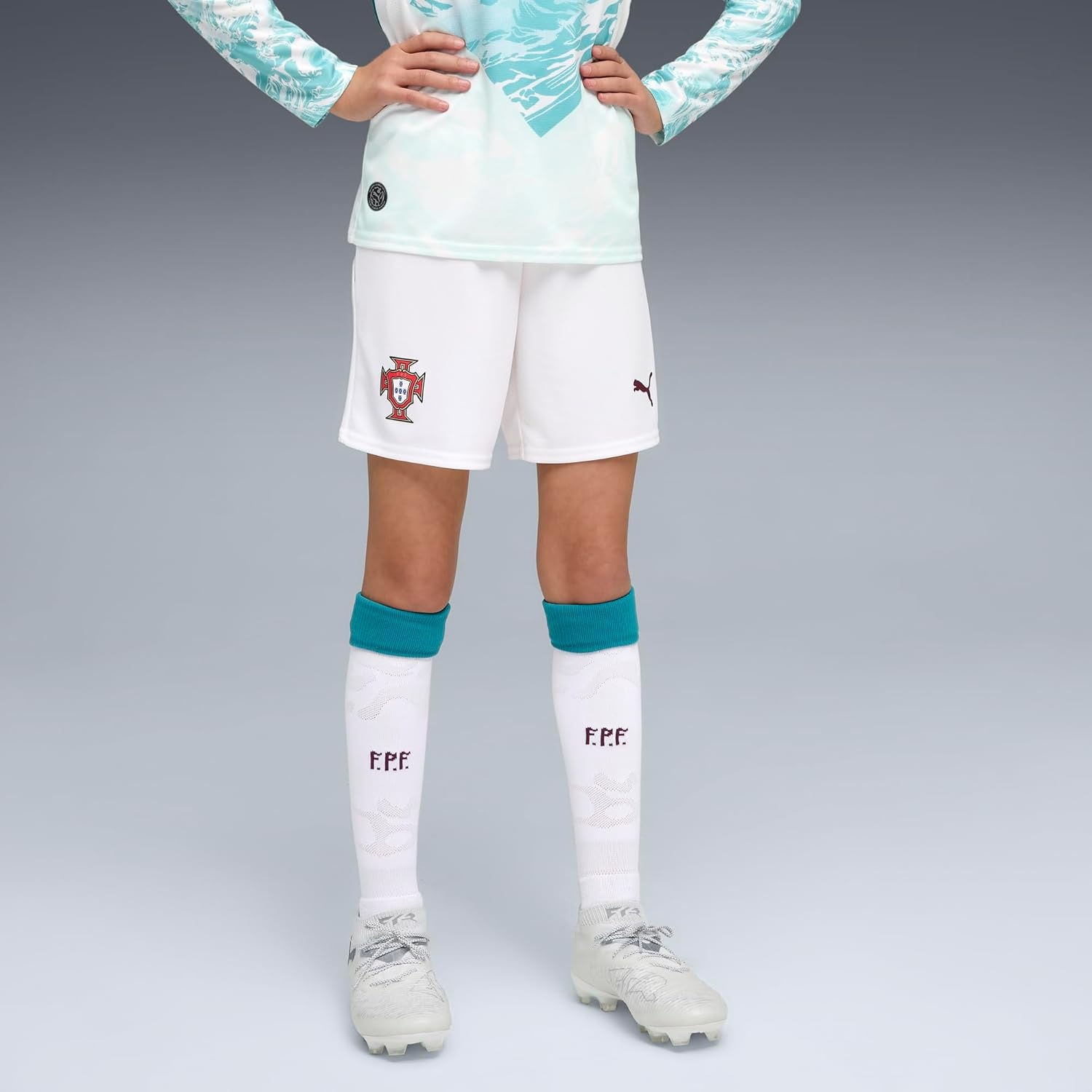 image:imagePuma Junior FA Portugal Shorts ReplicaPuma Whitegreen Lagoon
