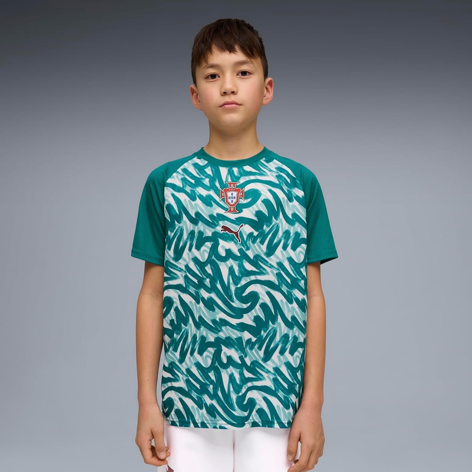 image:imagePuma Junior FA Portugal Warm Up JerseyGreen Lagoonruby Shimmer