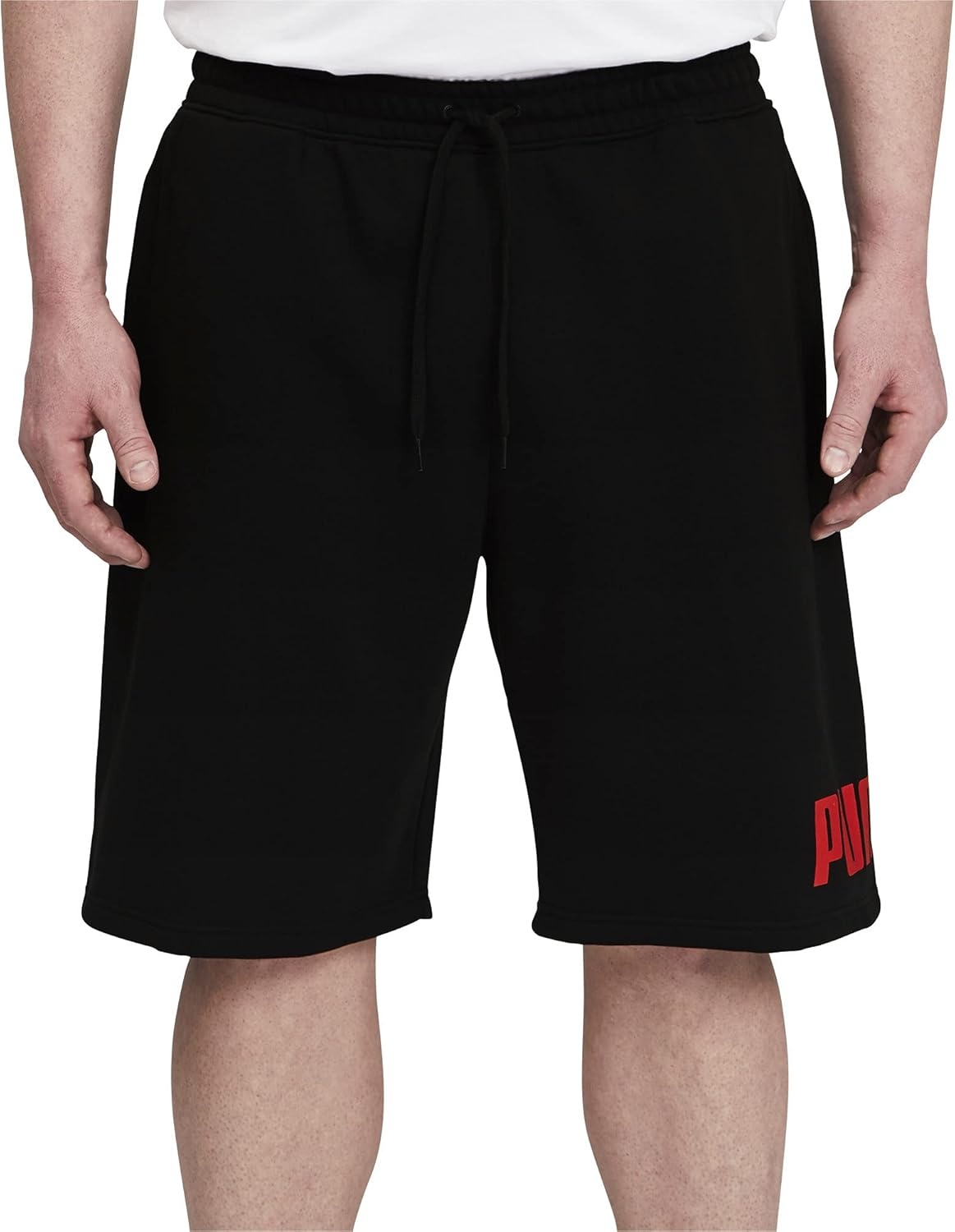 image:imagePuma Mens Big Logo Fleece 10 Shorts Available in Big amp TallCotton Blackhigh Risk Red