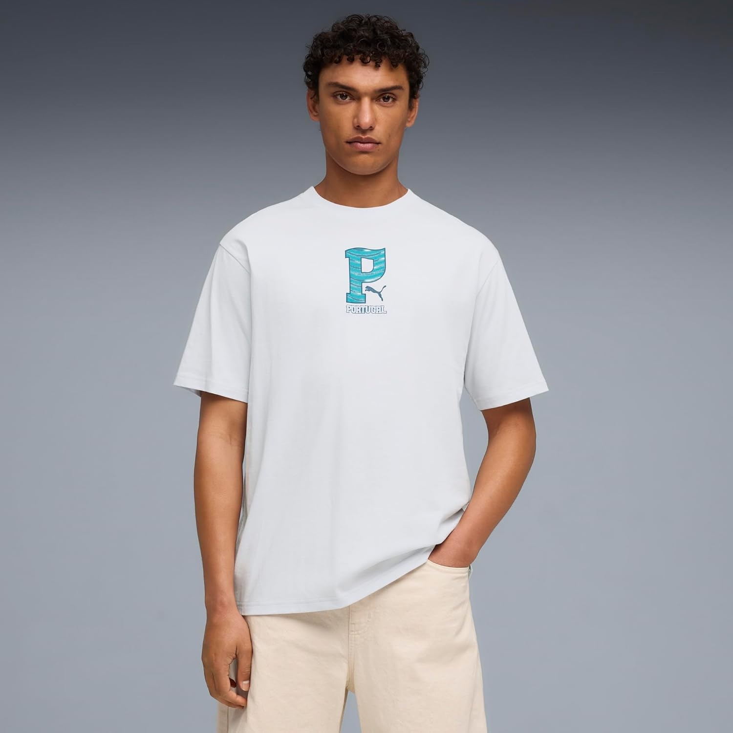 image:imagePuma Mens FA Portugal Relaxed TShirtSilver Mistocean Tropic